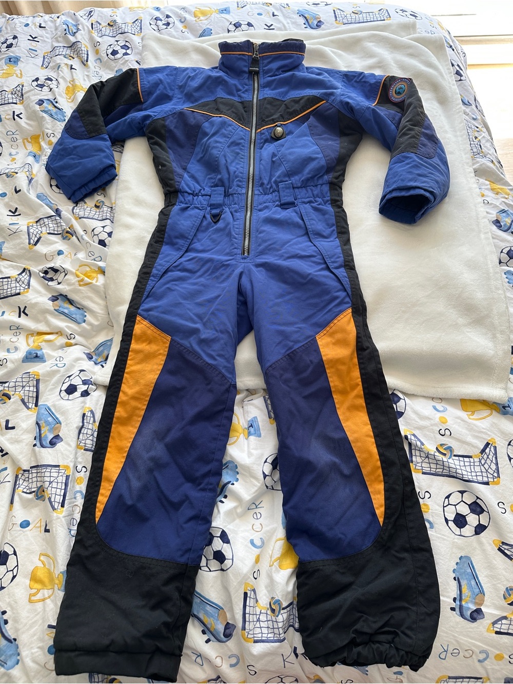 Obermeyer Kids vintage Blue and Orange Snow One-Piece Ski Suit 8